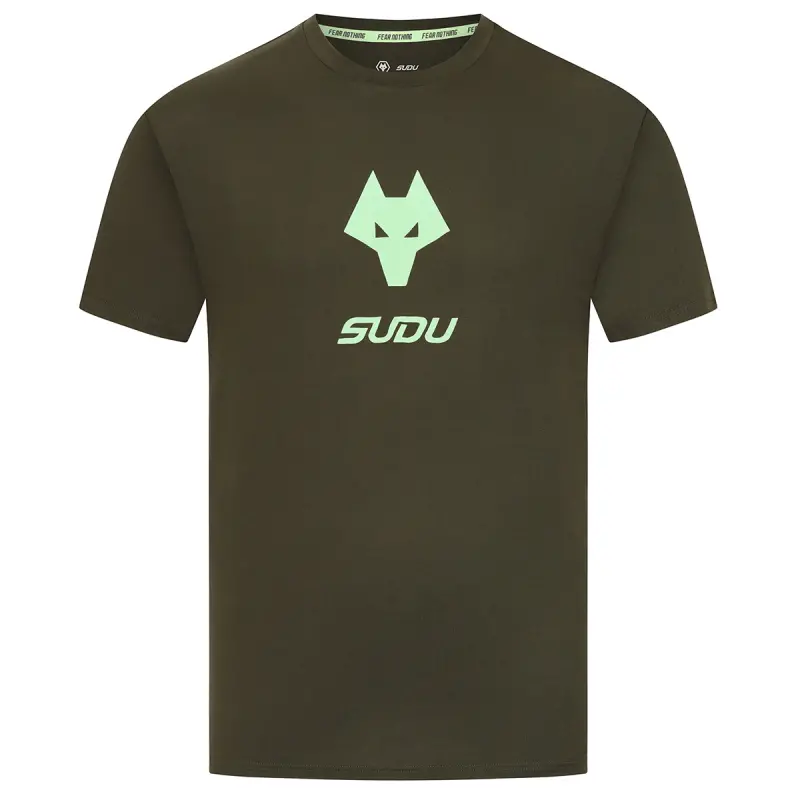 Wolverhampton Wanderers Store | Shop Official 2025-26 Players Travel Logo T-Shirt – Dark Khaki Wolves Gear